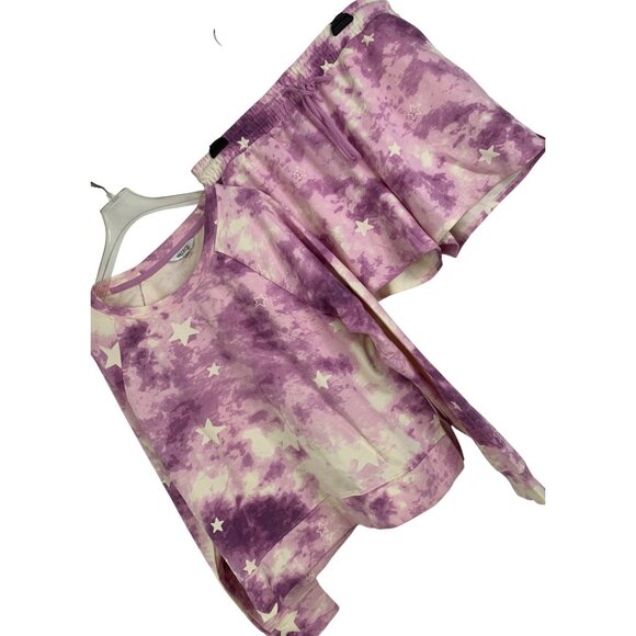 New Wildfox Sleep Tie-Dye Stars Lounge Short Sweatshirt Set M Purple RD10181 $16 - Picture 2 of 9